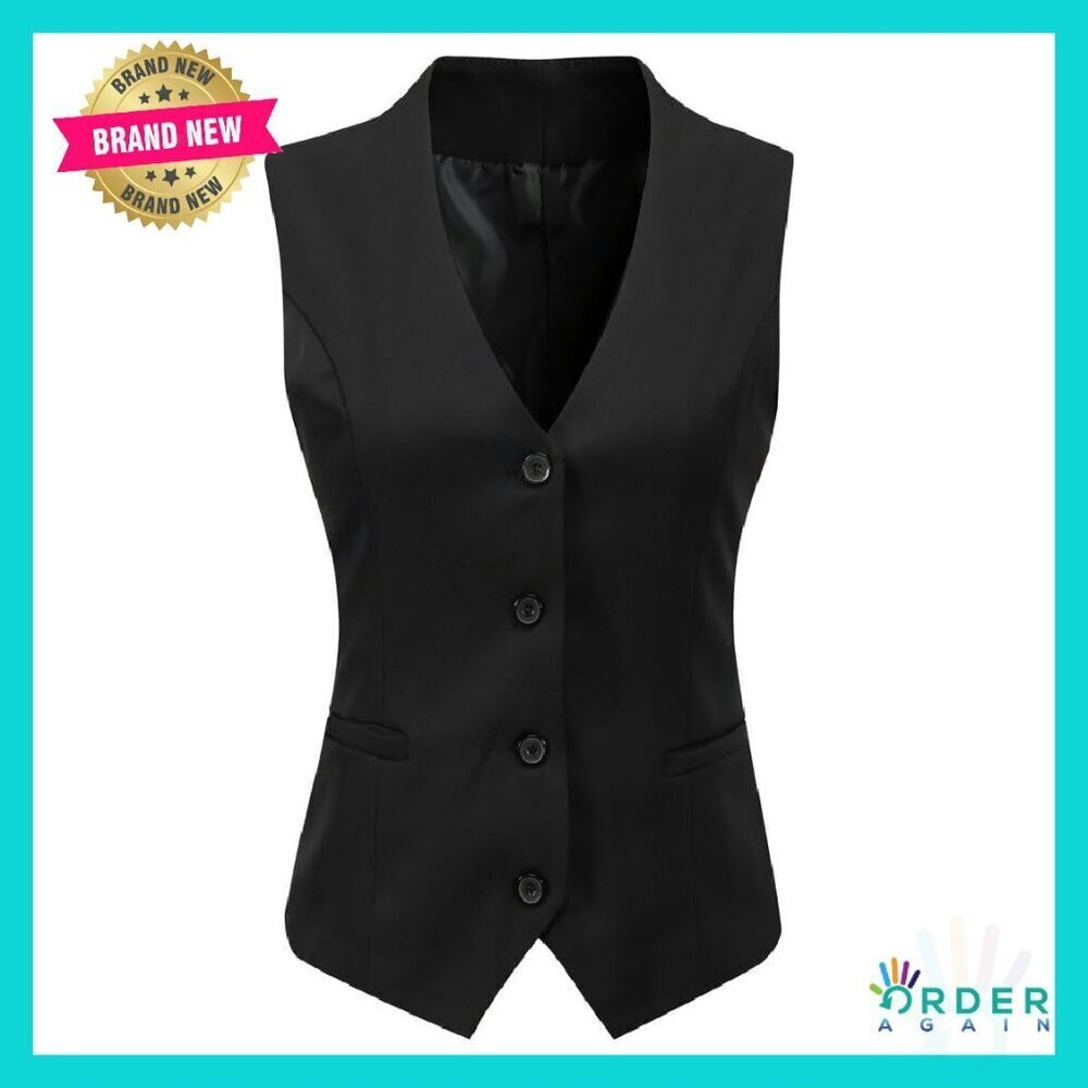 Women's Formal Fitted Vest Waistcoat Business Chic Elegant Button Down